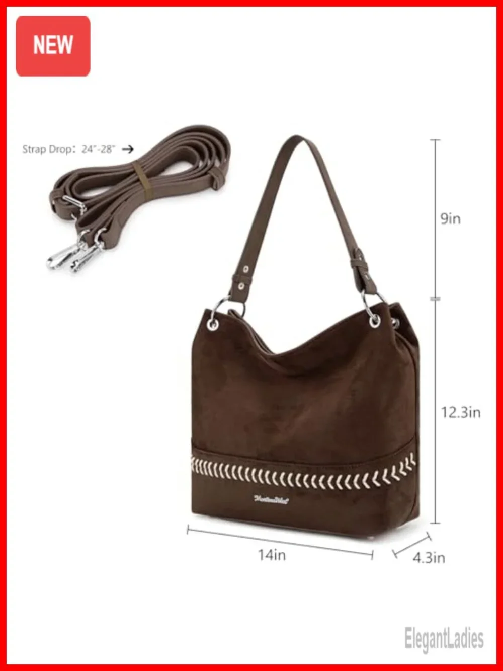 Faux Suede PU Leather Hobo Shoulder Bag with Back Pocket Crossbody